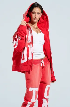 Outdoor Wear Casual Hoodie ONLY ONE ZIP UP SWEATSHIRT IN RED