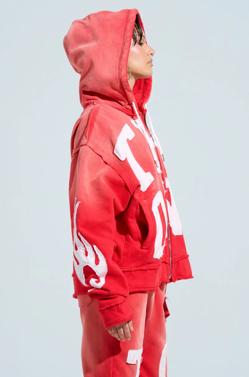 City Fit comfortable for standing ONLY ONE ZIP UP SWEATSHIRT IN RED