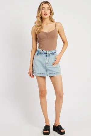 Denim Skort Skirt High Rise Classic Mood
