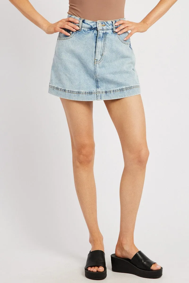 Denim Skort Skirt High Rise Modern Cut Limited Release
