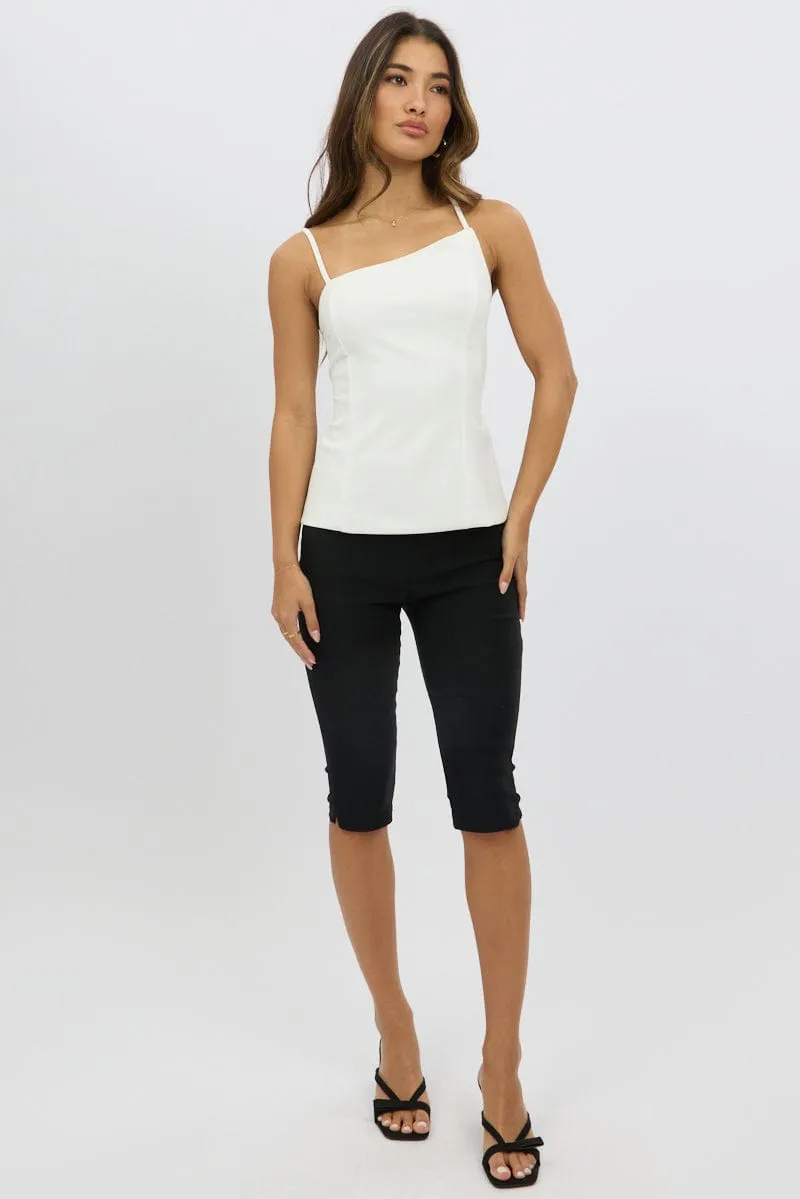 Suburb Ease Sharp Line White Singlet Top Backless
