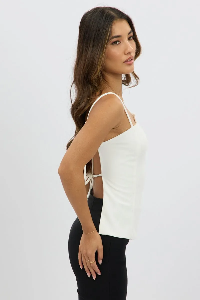 White Singlet Top Backless UltraSoftFinish Moon Beam