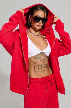 LOVER OVERSIZED ZIP UP SWEATSHIRT Cozy Street Cold Weather
