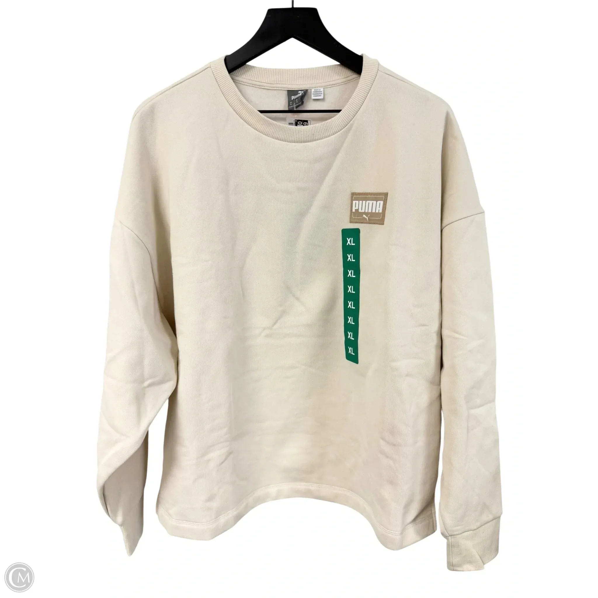 Sweatshirt Crewneck By Puma In Cream, Size: Xl CompressionKnit breathable materials