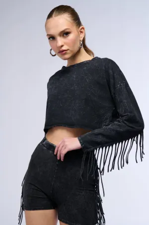 NYX WASHED FRINGE SWEATSHIRT Minimalist Look Travel Active