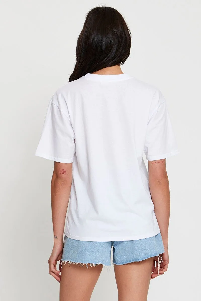 Warm Socks White Graphic T Shirt Short Sleeve