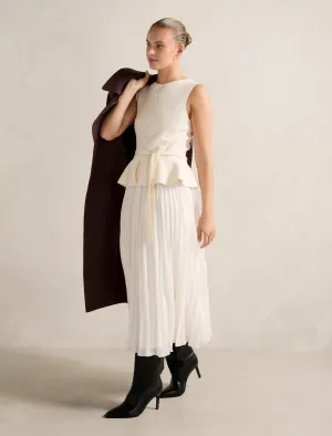 Luella Pleat Mixed Midi Dress Stylish Choices
