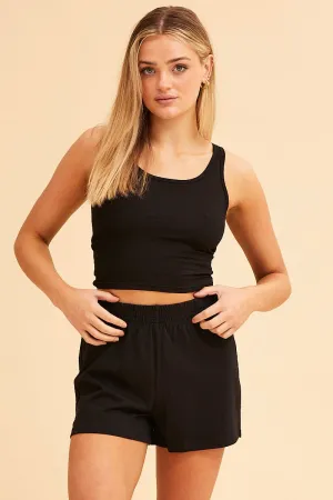 Cotton shorts sustainable product Black Jamie Pull On Lounge Short