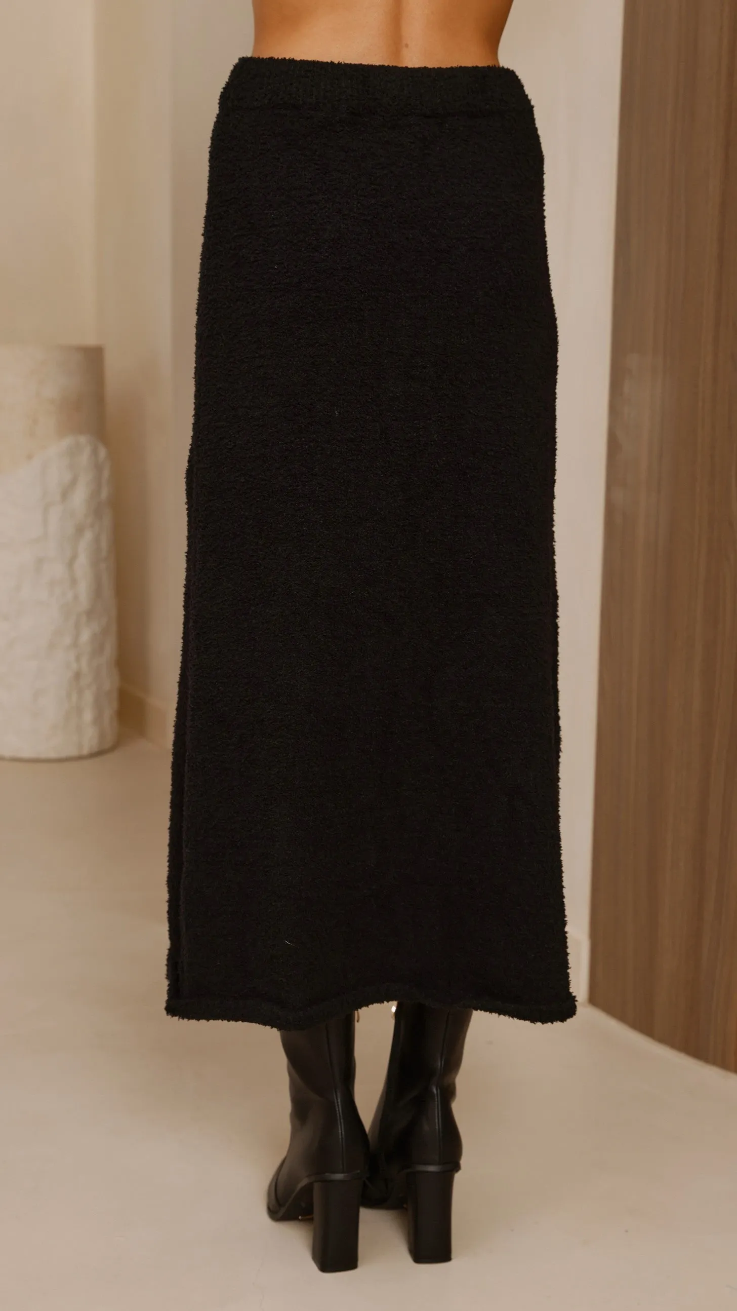 Inner Glow Cohen Knit Midi Skirt - Black