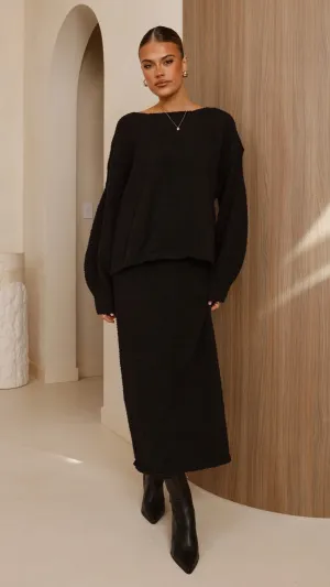 Cohen Knit Midi Skirt - Black Fur Warm Self expression