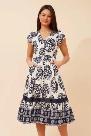 MOROCCO BORDER PRINT MIDI DRESS Spring Festival Comfortable fit