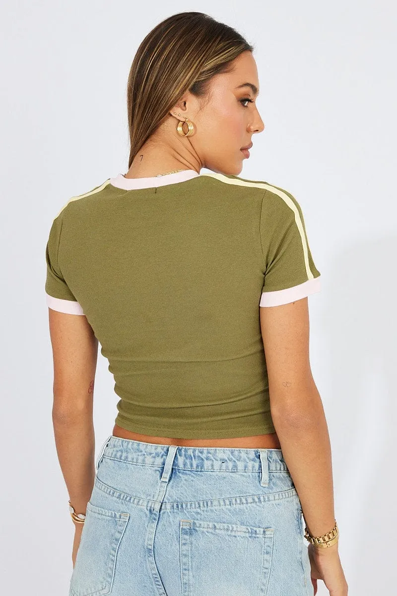 Effortless Layer Green Graphic Tee Short Sleeve
