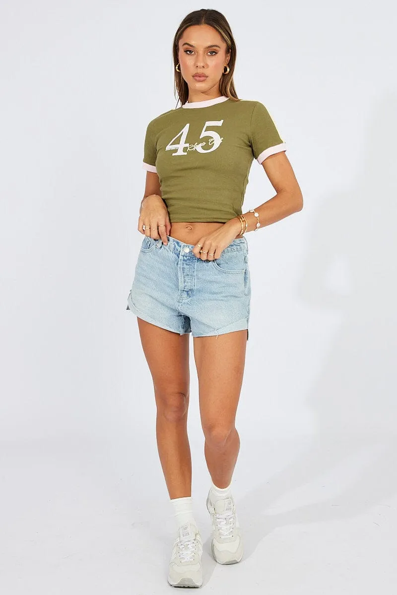 Green Graphic Tee Short Sleeve Active Wearable