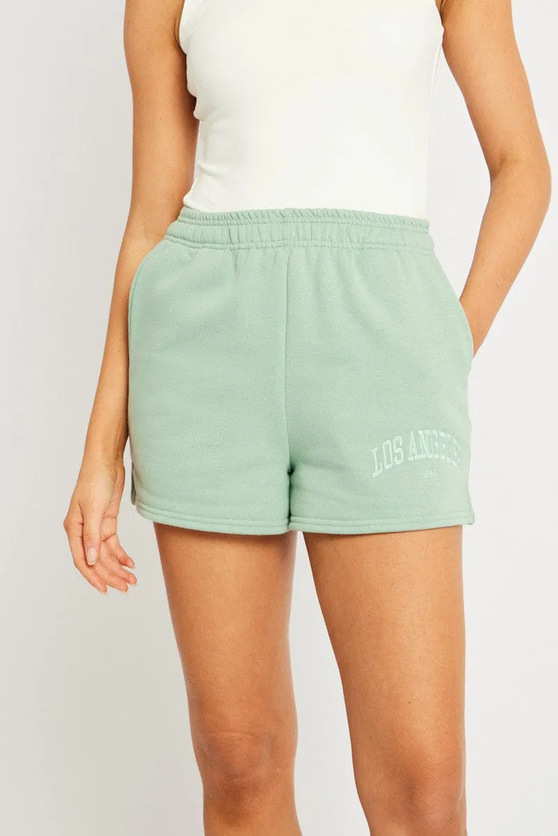 Limited Edition swim trunks Green Track Shorts High Rise Elastic Waist