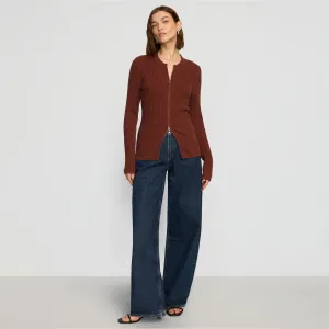 winter warmth Ergonomic Sleeve Engineering Kayla Ribbed Two-Way Zip Sweater