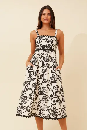 Plaza Walk Feminine Appeal MAKENNA RIC RAC MIDI DRESS
