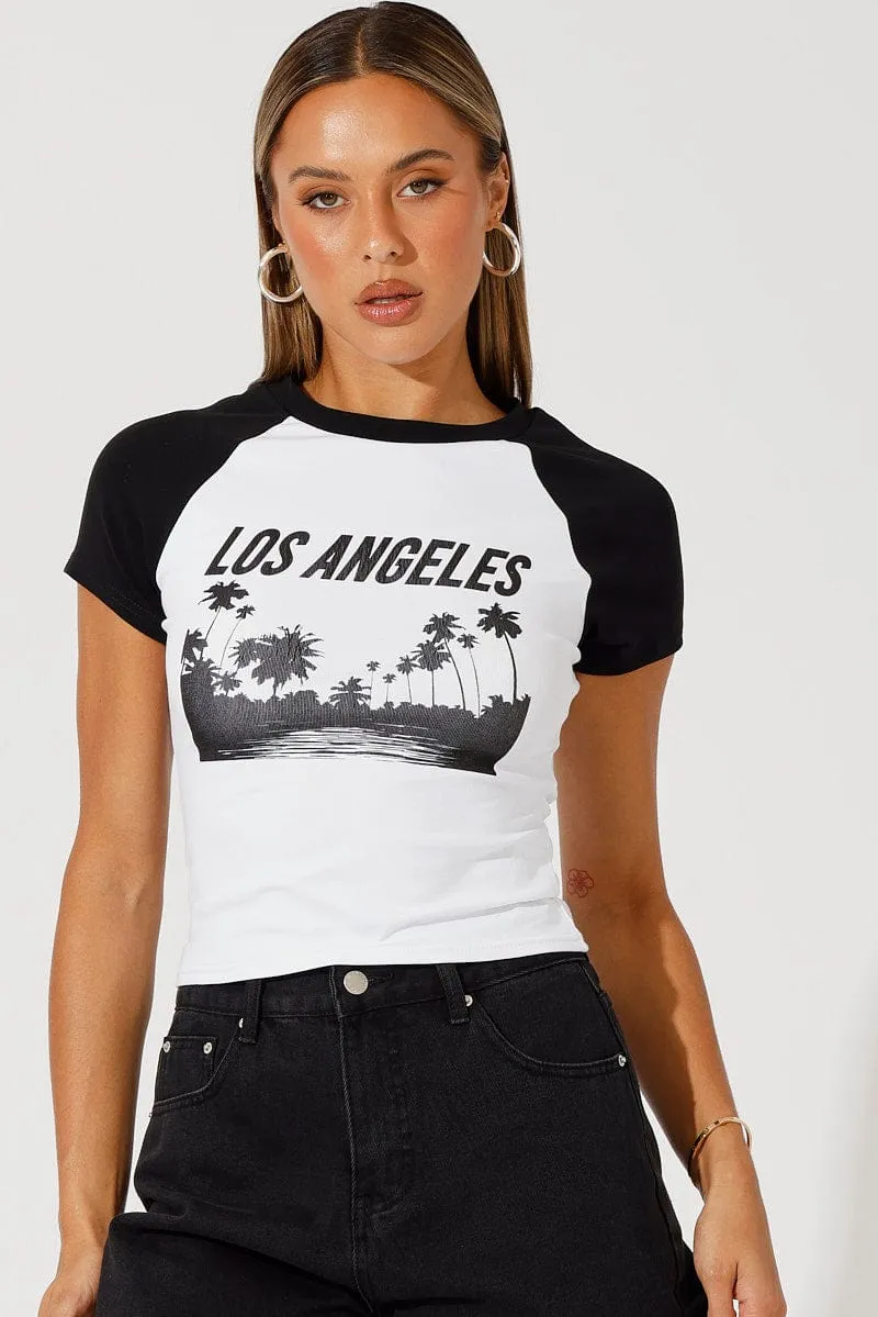 Layered Comfort Relaxed Design Black Graphic Tee Short Sleeve