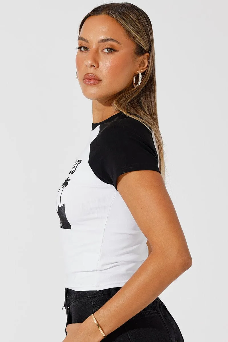 Black Graphic Tee Short Sleeve Modern Style Trend Printed design