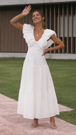The versatile nature of this maxi dress allows for a range of styling possibilities from casual to chic Emma Maxi Dress - White