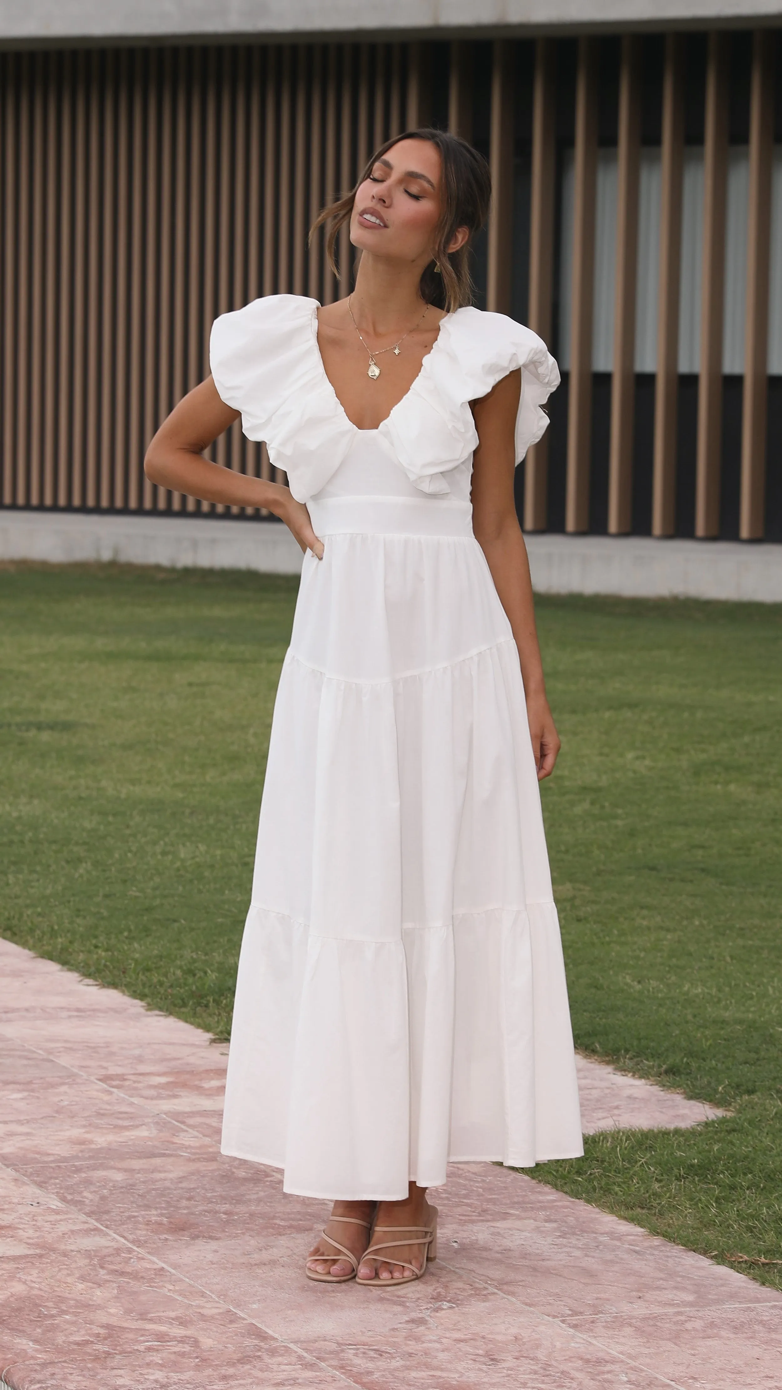 Trendy evening gown Emma Maxi Dress - White