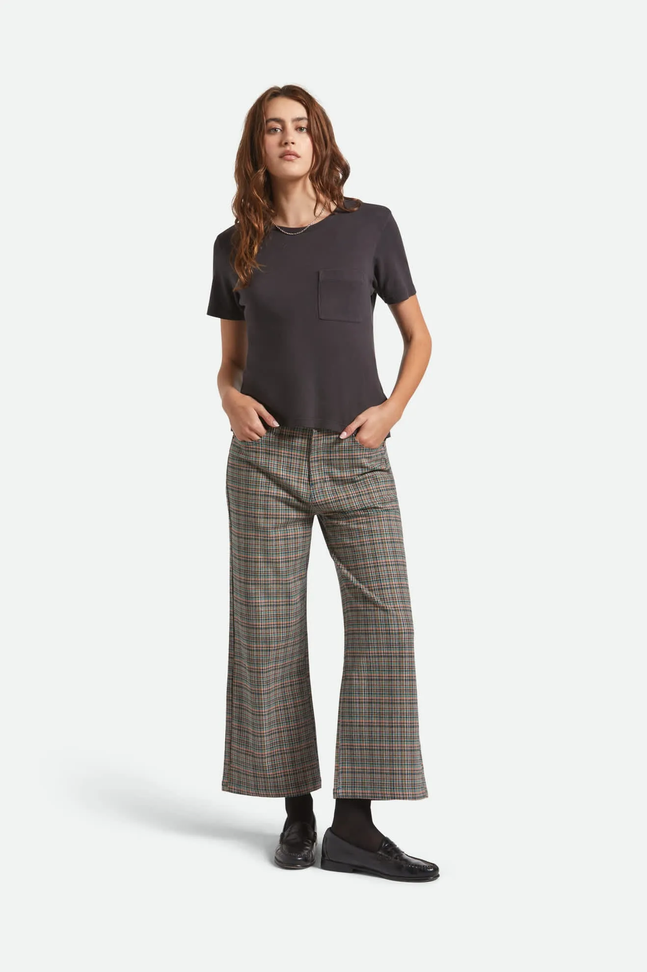 AntiStaticLining Chilly Weather Comfort Margo Cropped 5-Pocket Pant - Multi Stripe/Plaid