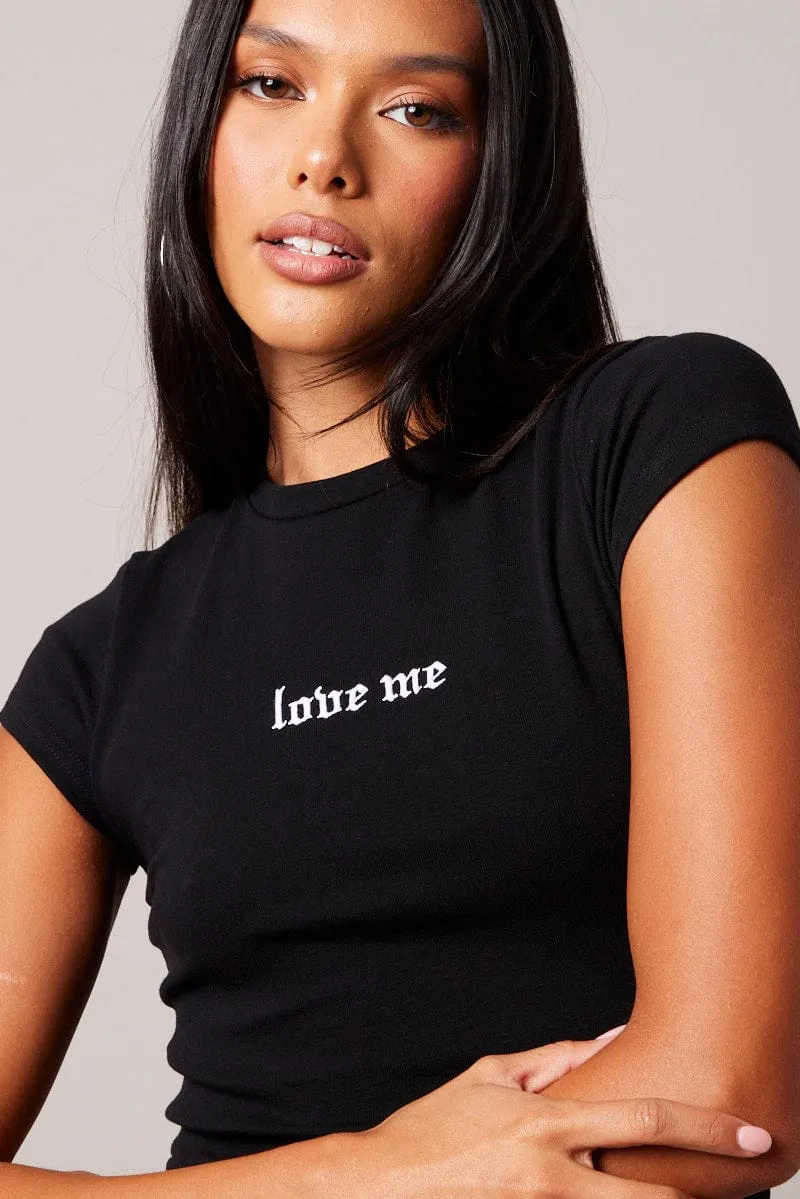 Black Graphic Tee Short sleeve Long Line Fit For Movement Sustainable Packaging