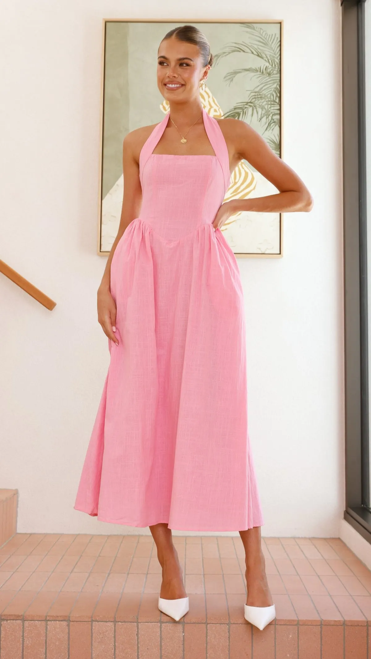 Caden Maxi Dress - Pink Moon Rise With its timeless design this dress is perfect for both casual and formal wear