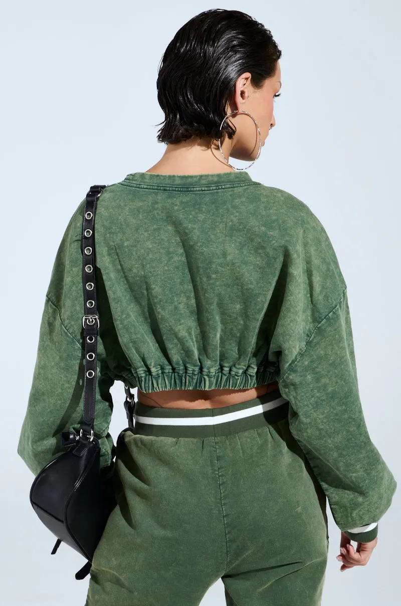 Ribbed Cuffs Soft Hoodie DUSTIN CROPPED CREW