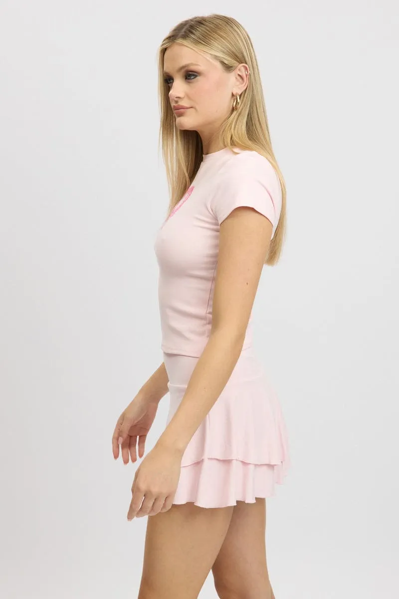 Pink Graphic Tee Short Sleeve Soft Touch