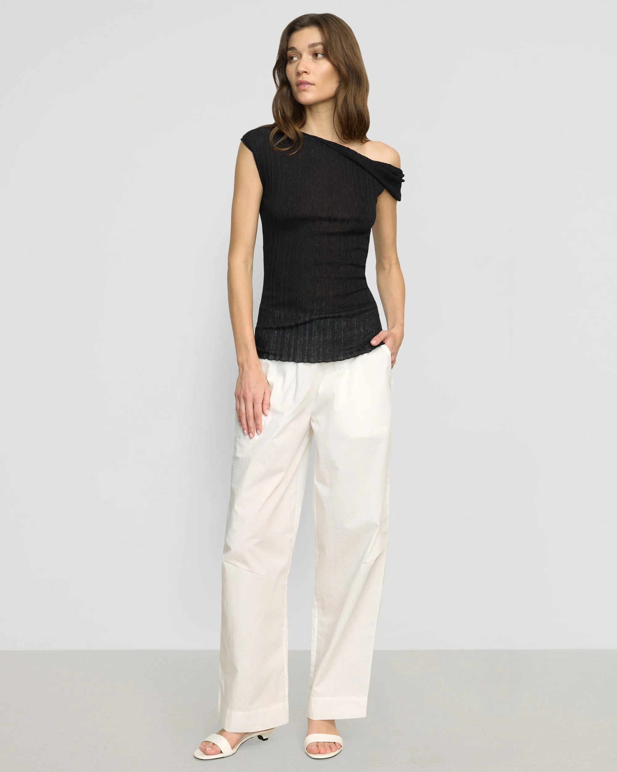 Saba Off-Shoulder Semi-Sheer Knit Top Cozy All-Day