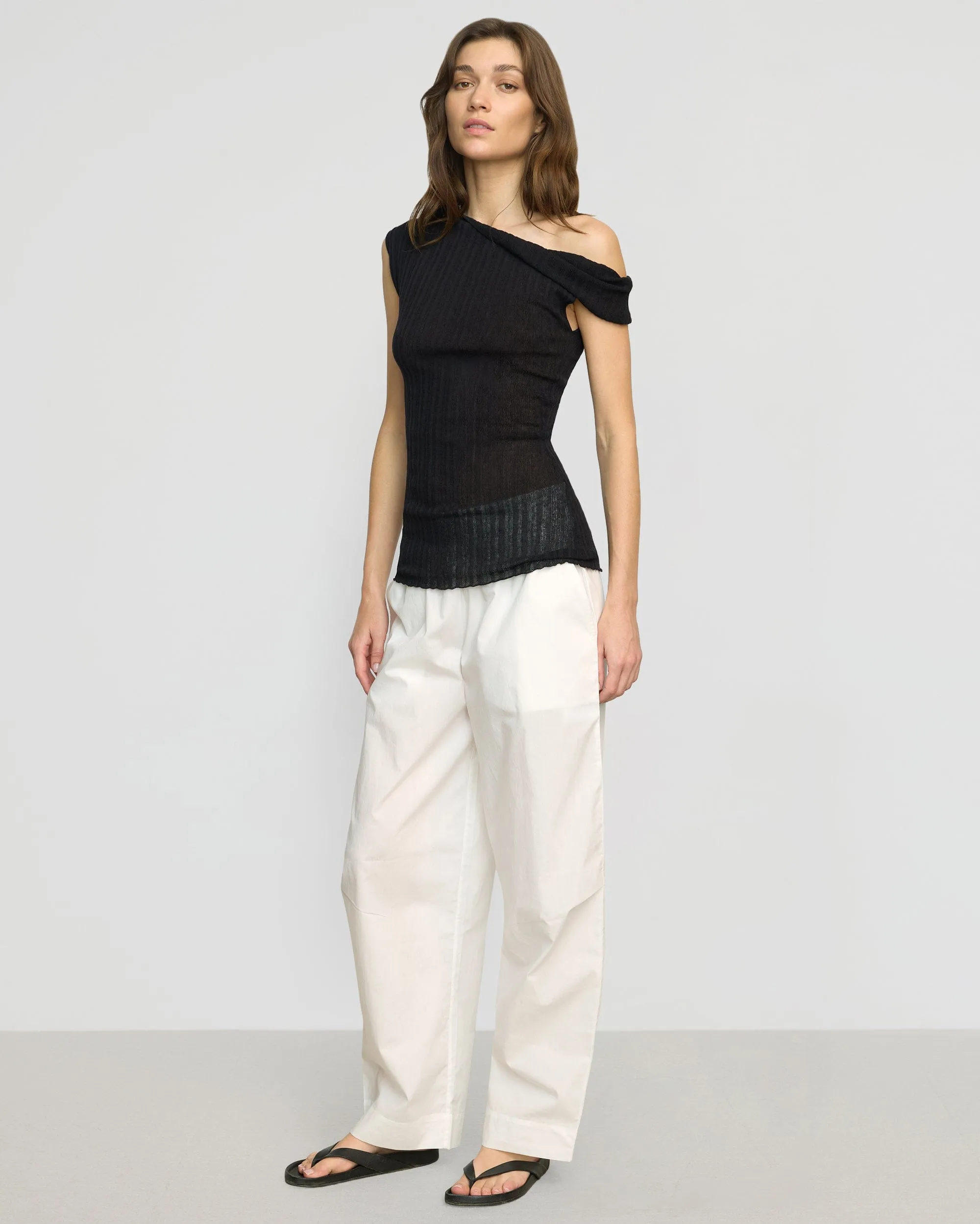 Winter Ready Saba Off-Shoulder Semi-Sheer Knit Top
