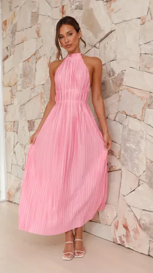 Frances Maxi Dress - Pink Free Air The simple yet refined design of this dress makes it easy to pair with different accessories