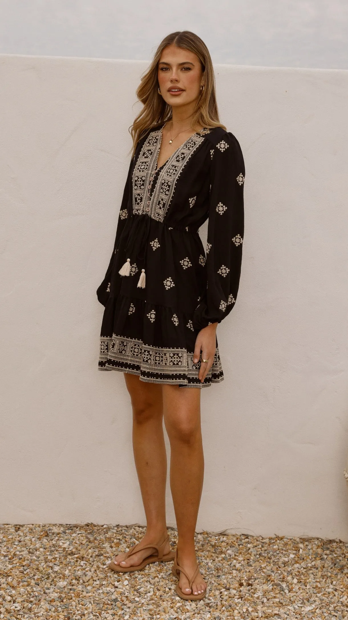 Delainey Mini Dress - Black/Beige UPF Sun Protection Full Coverage Back