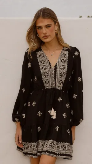 Delainey Mini Dress - Black/Beige Urban Style Wear Flash Edge