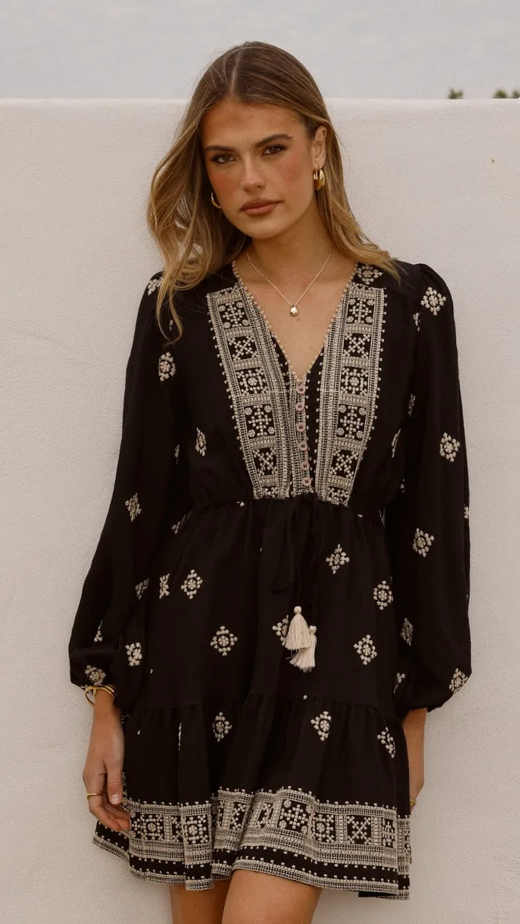 Delainey Mini Dress - Black/Beige Urban Style Wear Flash Edge