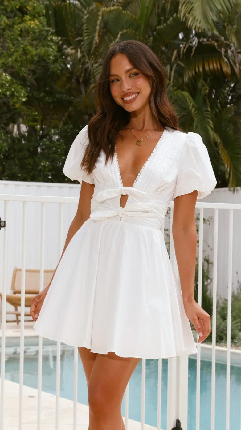 Trendy boho-inspired mini Kaloni Mini Dress - White