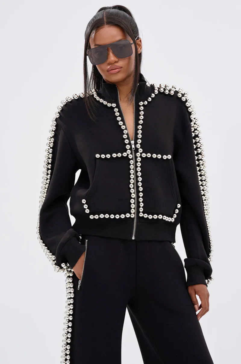 product marketing BALLS TO THE WALL ZIP UP SWEATSHIRT IN BLACK
