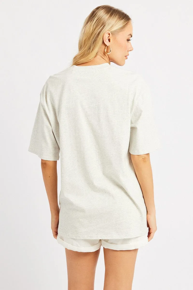 Versatile and Comfortable Grey Graphic Tee Short Sleeve