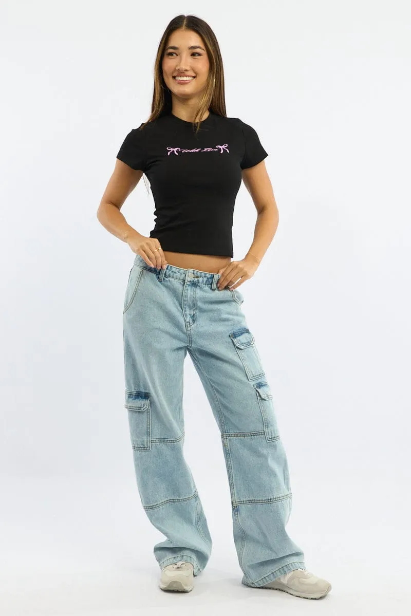 Black Graphic Tee Short Sleeve Neutral Color