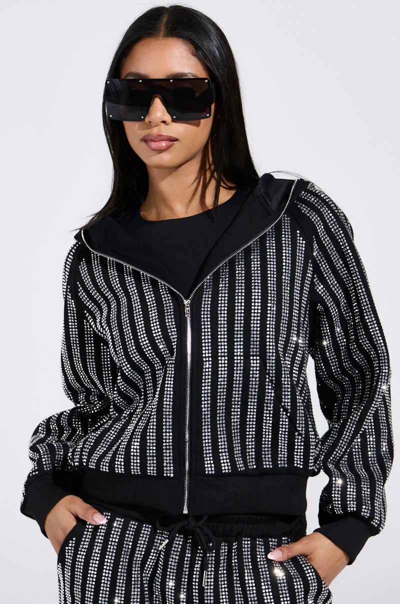 SPARKLE QUEEN ZIP UP SWEATSHIRT Cozy Trend