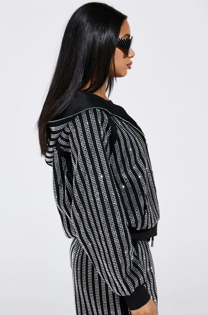 product sporty style statement Fashion Statement SPARKLE QUEEN ZIP UP SWEATSHIRT