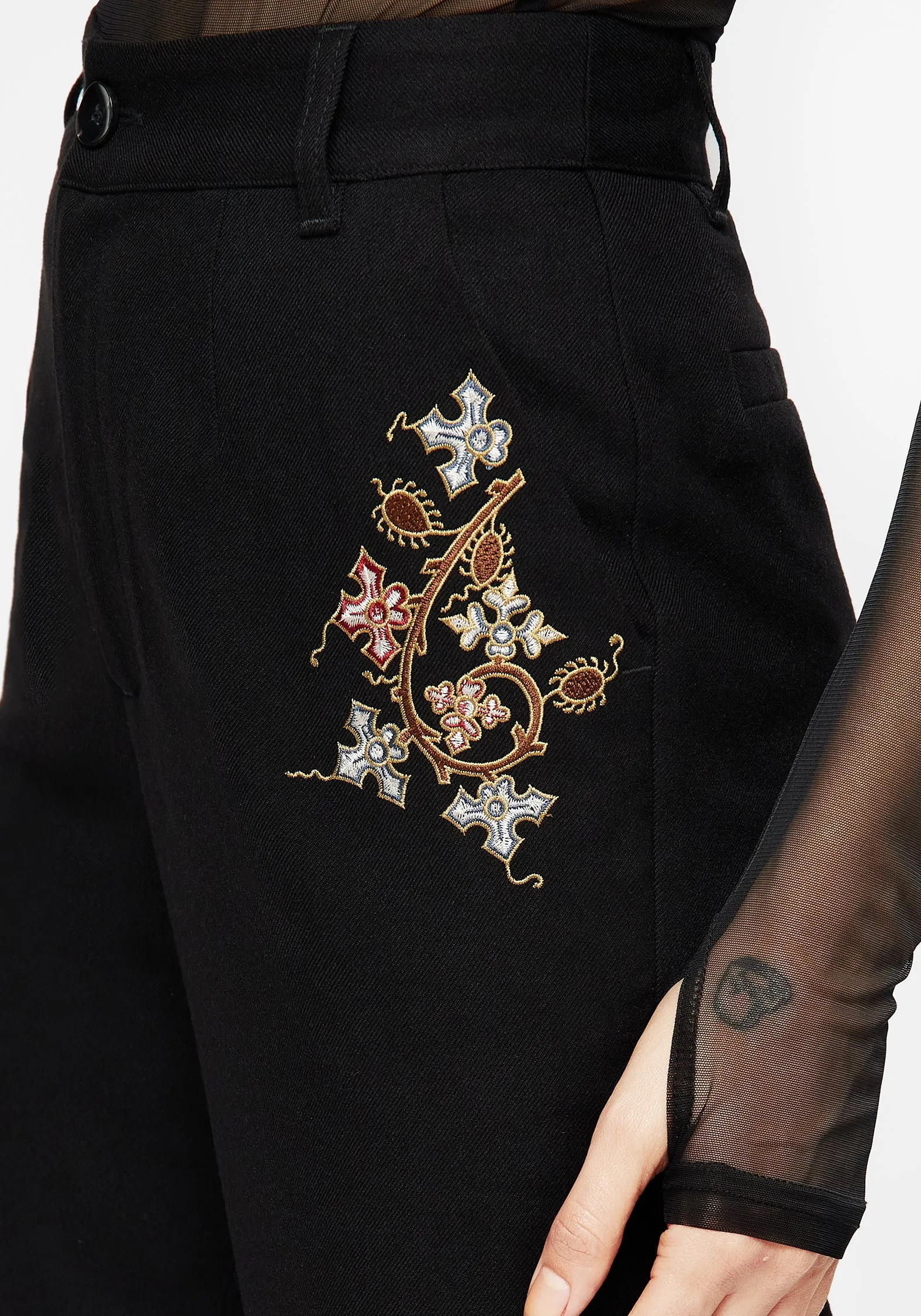 Nasturtium Floral Embroidered Tapered Trousers Active Layer Urban Edge