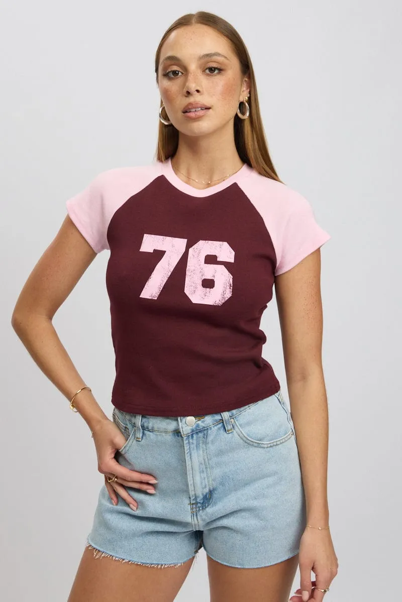 Red Graphic Tee Short Sleeve Seasonal Staple Soft Touch Texture