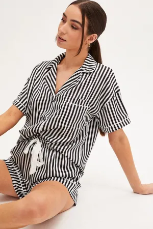 BLACK Pyjamas Set Short Sleeve Collared Shorts Satin Quick Dry Fabric food industry
