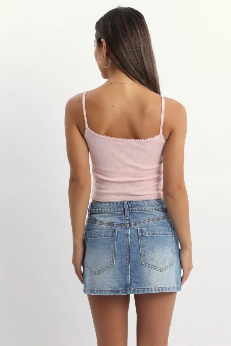 Lake Glow Pink Pointelle Cami Top