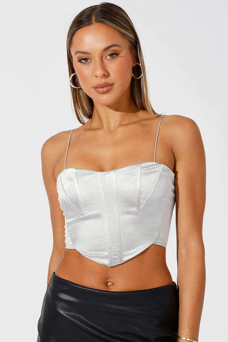 Metallic Corset Crop Top Straps ElasticFree Cuffs StretchComfort