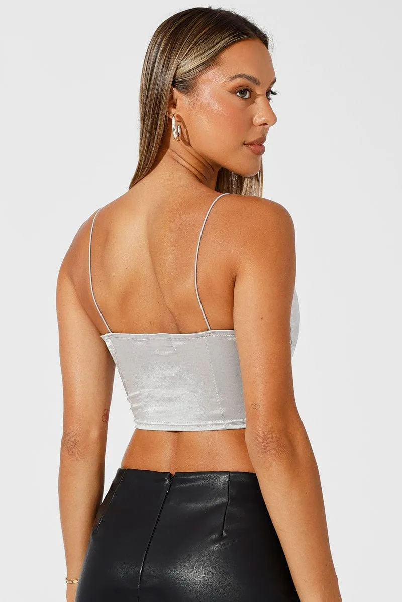 Metallic Corset Crop Top Straps Street Fest Professional Fit
