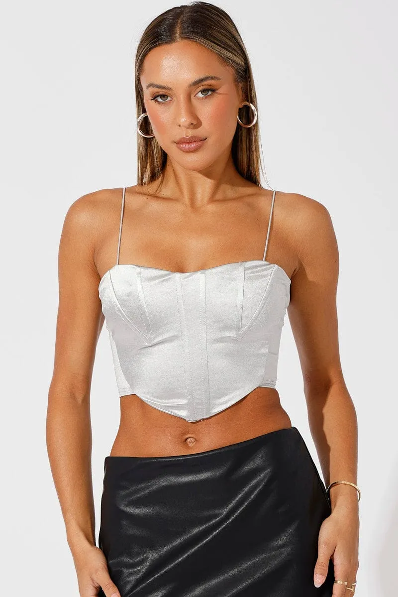 AntiStaticTechnology Weekend Style Metallic Corset Crop Top Straps