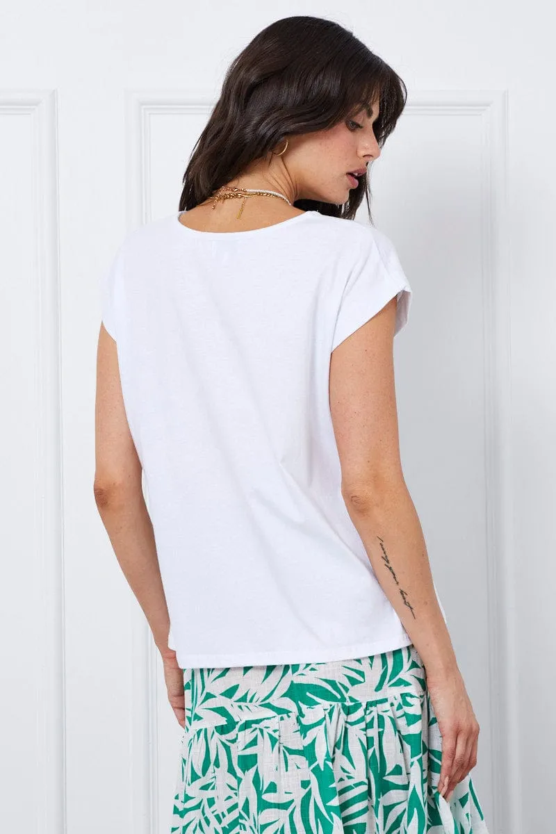 clean look Muse Edge White T Shirt Short Sleeve Crew Neck