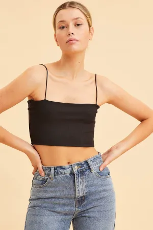 Black Bandeau Singlet Rib Top Cozy Sweater Glow Core